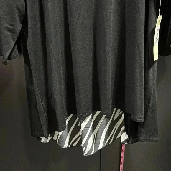 Cyrus long sleeve round neck stretch black/zebra print top – 2X - Picture 8 of 12